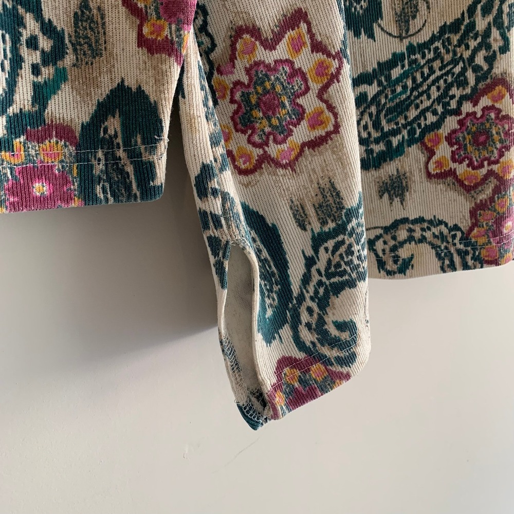 Vintage C.S.T. Sport Paisley Floral Knit Top 3X Teal Magenta Padded Shoulder - Picture 3 of 5
